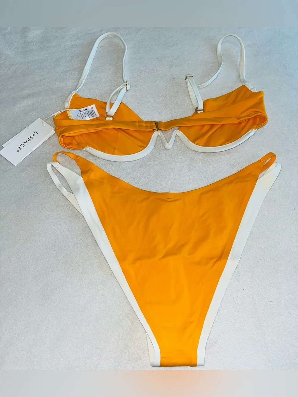 L*Space Bikini Set Niko Top & Billie Bikini Bottoms Mango/Cream Large Resortwear